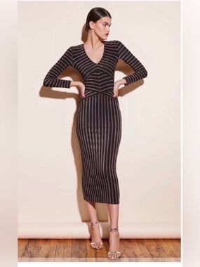 Fleur du Mal Mitered Long Sleeve Dress in Bisou Small